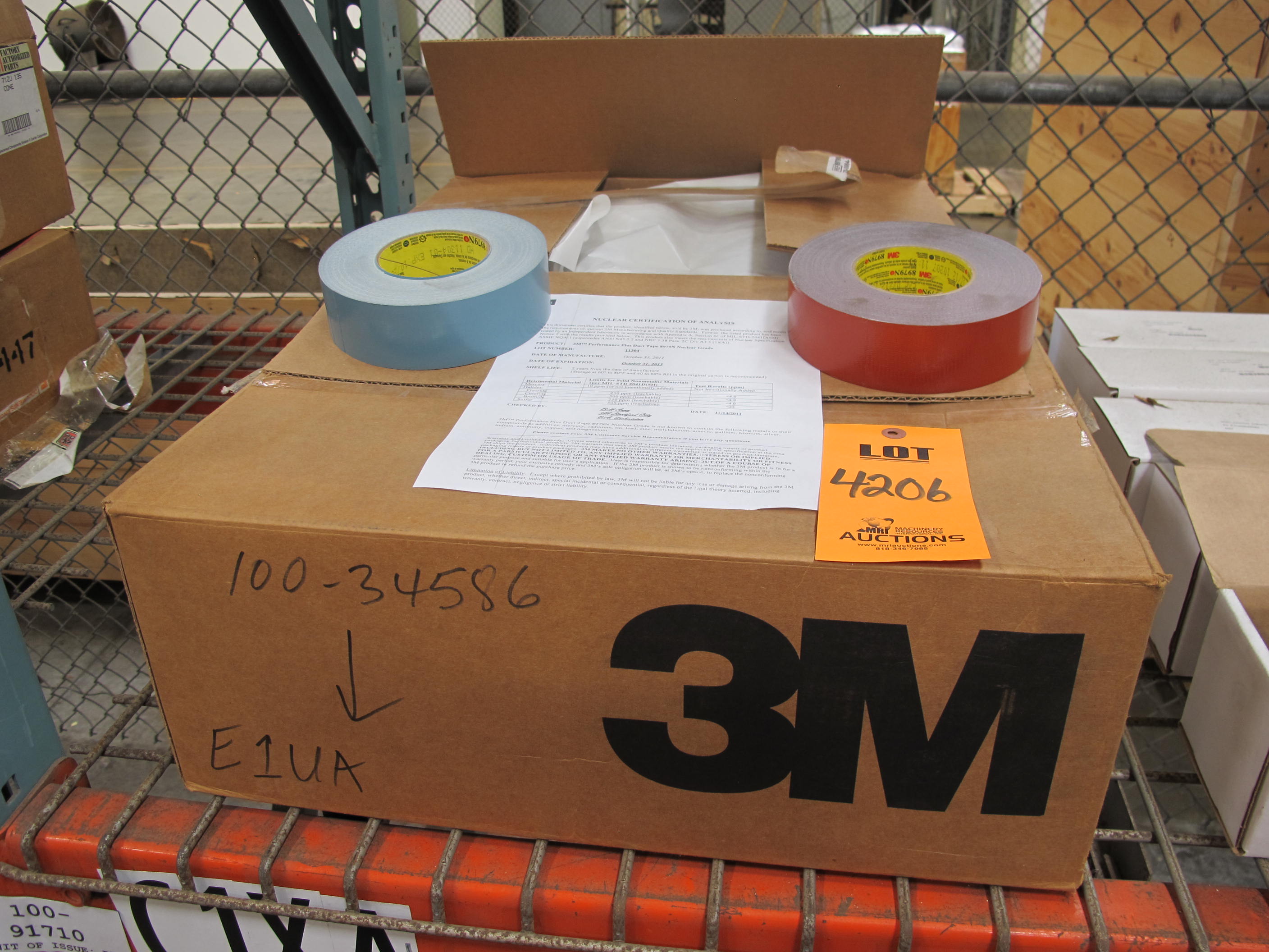(34) 3M ROLLS OF DUCT TAPE, 48MM X 54.8M SIZE. LOADING & HANDLING FEE $15-4206